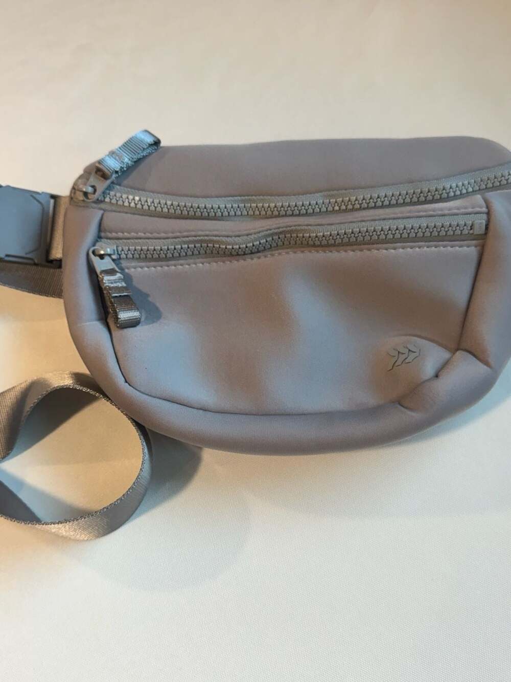 Gray Neoprene Belt Bag Crossbody Fanny Pack Multi Pocket Waist Bag